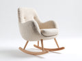 Fauteuil à bascule - tissu bouclette-bois - 80 x 74 x 88 cm - ivoire-naturel - style scandinave