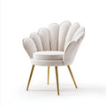 Fauteuil - velours-métal - 84x78x85 cm - blanc cassé-doré - coquillage