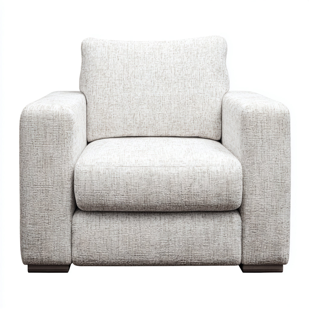 Fauteuil - tissu-bois - 92x84x80 cm - blanc cassé-noyer foncé - contemporain