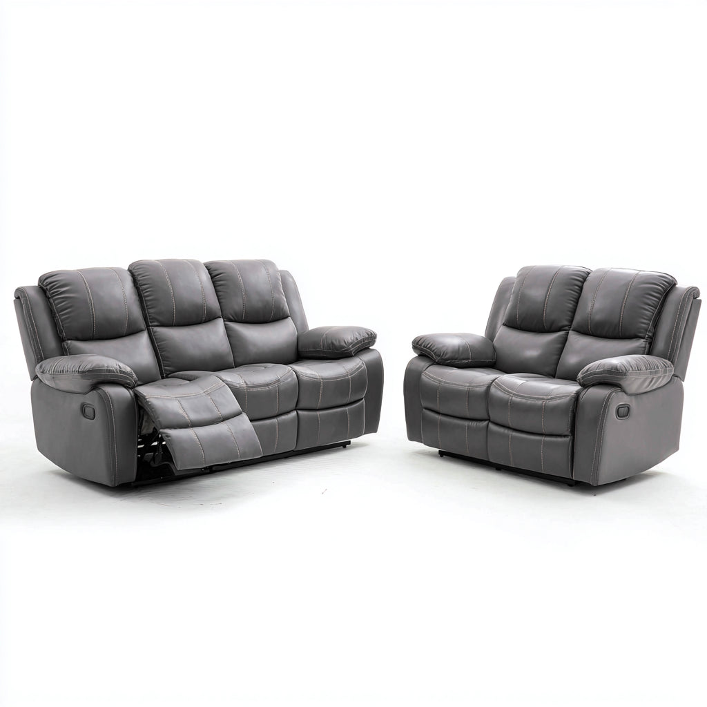 Ensemble de canapés - Simili cuir - 206x94x103 cm - Gris - Moderne relax manuel