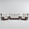 Ensemble de canapés - Tissu-Simili cuir-Bois - 186x92x98 cm - Blanc cassé-Marron - Classique