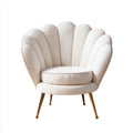 Fauteuil - velours-métal - 82x76x86 cm - crème-doré - coquillage