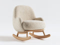 Fauteuil à bascule - tissu bouclette-bois - 78 x 73 x 85 cm - crème-naturel - style scandinave