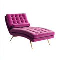 Chaise longue - Velours-Métal - 162x82x88 cm - Rose fuchsia - Style contemporain