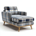 Chaise longue - Tissu-Bois massif - 156x83x82 cm - Gris-Bleu marine-Beige - Style scandinave