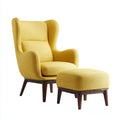 Fauteuil - tissu-bois - 82x86x101 cm - jaune-noyer foncé - contemporain