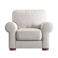 Fauteuil - tissu-bois - 88x80x84 cm - crème-noyer - classique