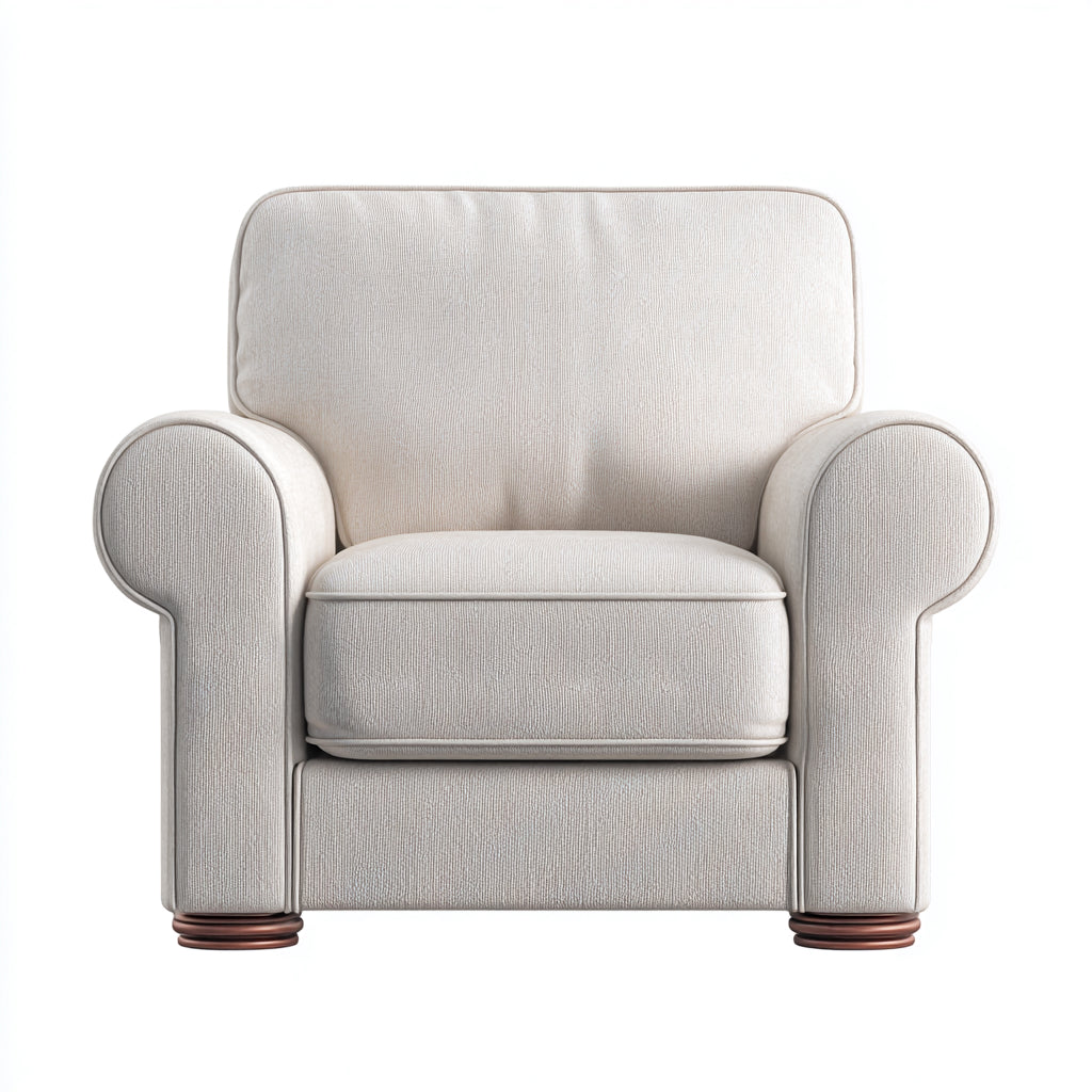 Fauteuil - tissu-bois - 88x80x84 cm - crème-noyer - classique