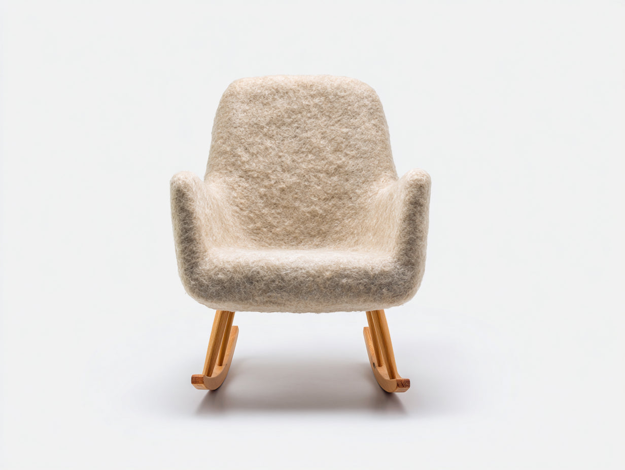 Fauteuil à bascule - tissu effet laine-bois - 73 x 70 x 84 cm - beige-naturel - style scandinave