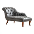 Chaise longue - Cuir synthétique-Bois massif - 161x84x89 cm - Gris anthracite - Style contemporain