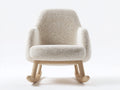 Fauteuil à bascule - tissu bouclette-bois - 79 x 75 x 86 cm - crème-naturel - style scandinave