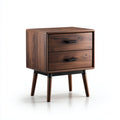 Table de chevet - Bois-Métal - 48x39x55 cm - Noyer foncé-Noir - Rétro