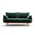 Canapé droit - velours-bois - 196x84x82 cm - vert foncé-naturel - rétro moderne