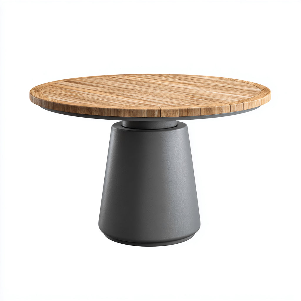Table de jardin - bois-métal - 120x120x74 cm - naturel-gris foncé - moderne