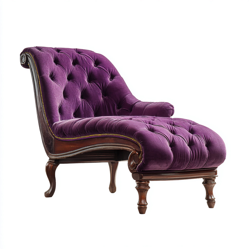 Chaise longue - Velours-Bois massif - 164x84x96 cm - Violet - Style baroque