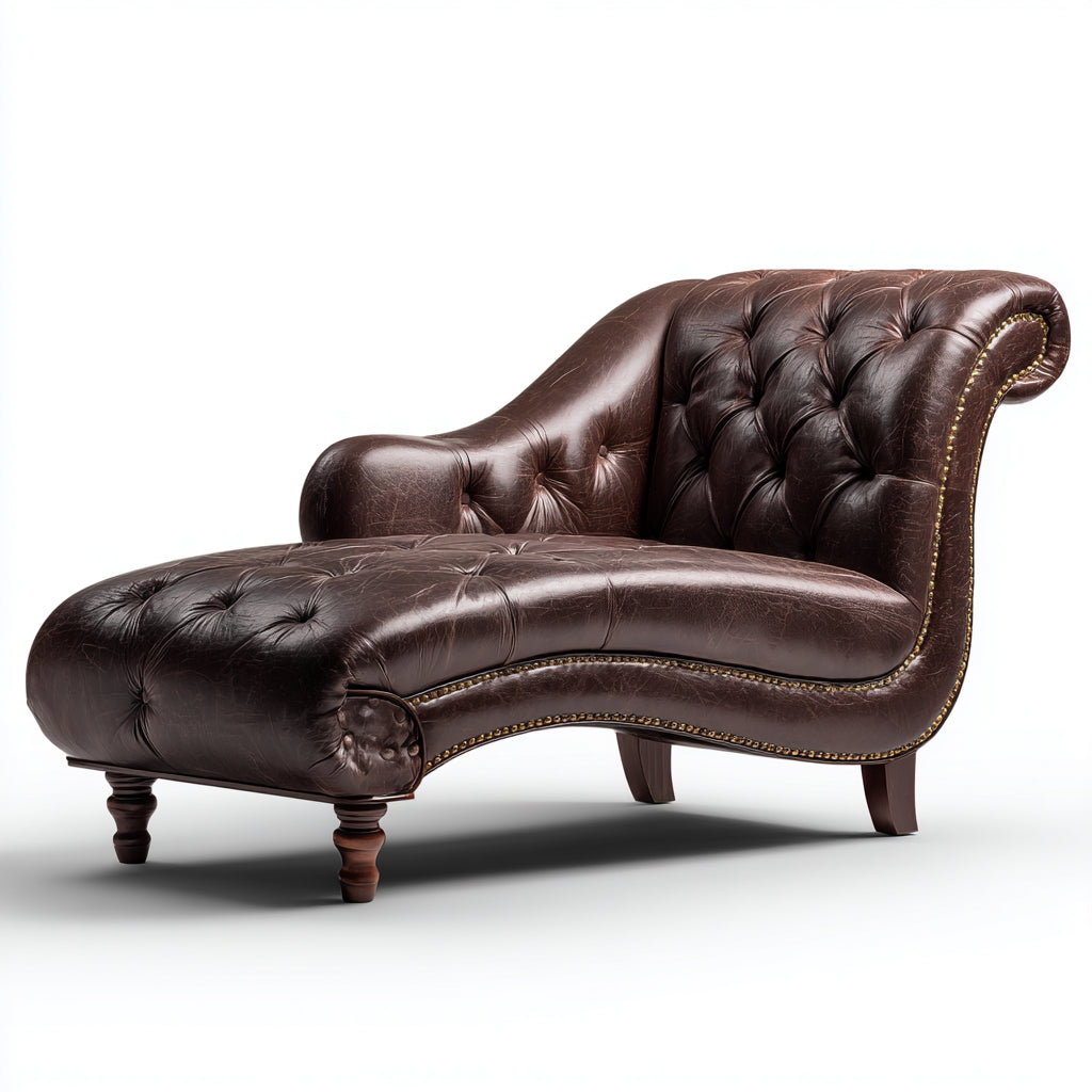 Chaise longue - Cuir synthétique-Bois massif - 167x87x92 cm - Marron espresso - Style classique