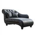 Chaise longue - Cuir synthétique-Bois massif - 176x91x90 cm - Noir - Style classique