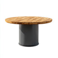 Table de jardin - bambou-métal - 150x150x75 cm - naturel-gris anthracite - contemporain