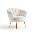 Fauteuil - velours-métal - 84x78x85 cm - crème-doré - coquillage