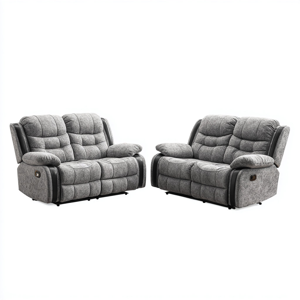 Ensemble de canapés - Tissu-Simili cuir - 164x96x103 cm - Gris clair-Noir - Moderne relax manuel