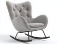 Fauteuil à bascule - tissu-métal - 88 x 80 x 96 cm - gris clair-noir - style capitonné contemporain