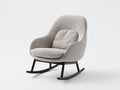 Fauteuil à bascule - tissu bouclette-métal - 82 x 74 x 86 cm - gris beige-noir - style moderne